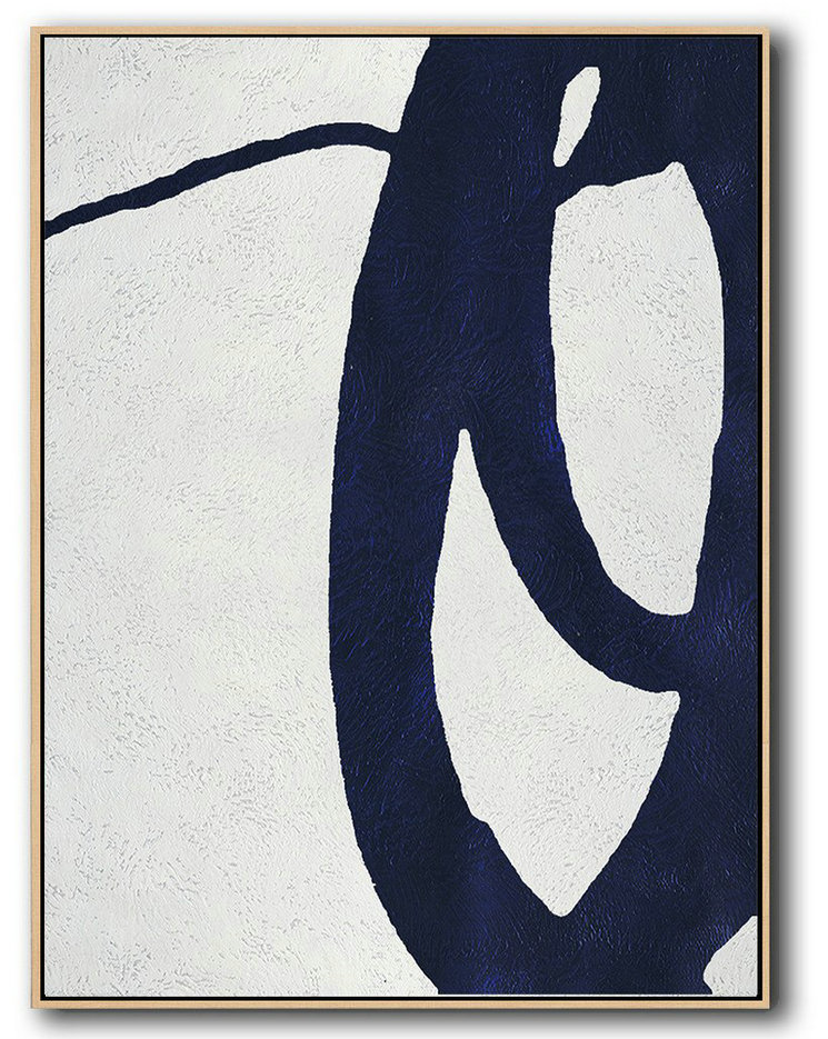Extra Large Painting,Buy Hand Painted Navy Blue Abstract Painting Online,Abstract Painting Modern Art